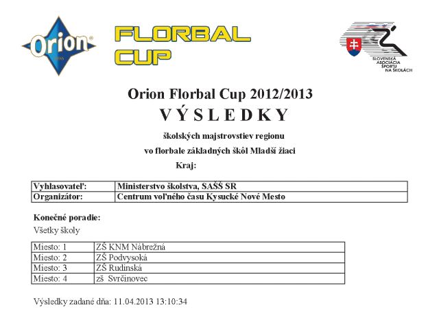 Orion Florbal Cup 2012/2013